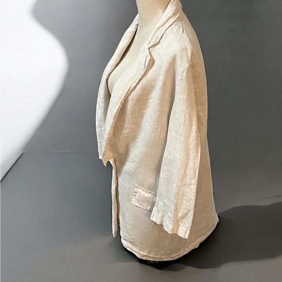 Sabina Cream Blazer Lightweight Linen Notched Lapels - Picture 2 of 5